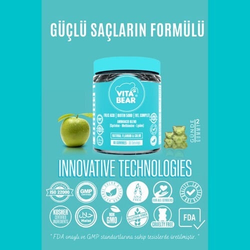 Vita Bear Strong Hair Gummy Biotin 5000 Folik Asit