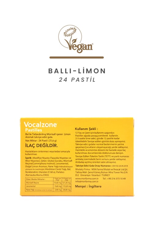 Vocalzone Ballı-Limon 24 Pastil