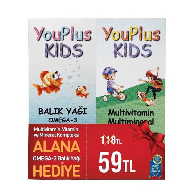 YouPlus Kids Multivitamin + Balık Yağı Omega 3 Hed